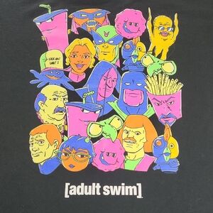 Mens Adult Swim Graphic Swim Tee - Black From Hardees M
